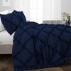 3 Piece Duvet Cover, Luxury Diamond-Ruffle Quilt Cover Set with Zipper, 100% Egyptian Cotton, Soft & Elegant 400TC Comforter Cover Set - Navy Blue Solid, Full Size. view 2