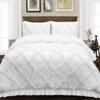 3 Piece Duvet Cover, Luxury Diamond-Ruffle Quilt Cover Set with Zipper, 100% Egyptian Cotton, Soft & Elegant 400TC Comforter Cover Set - White Solid, Superking Plus Size. view 1