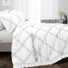 3 Piece Duvet Cover, Luxury Diamond-Ruffle Quilt Cover Set with Zipper, 100% Egyptian Cotton, Soft & Elegant 400TC Comforter Cover Set - White Solid, Superking Plus Size. view 2