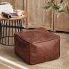 QQXX Rectangular Leather Suede Pouf,Luxurious Comfort Ottoman Footstool,Decorative FootRest Stool for Living Room Bedroom Bean Bag Floor Cushion Sofa Stool (45x45x30cm(18x18x12in), Brown) view 1