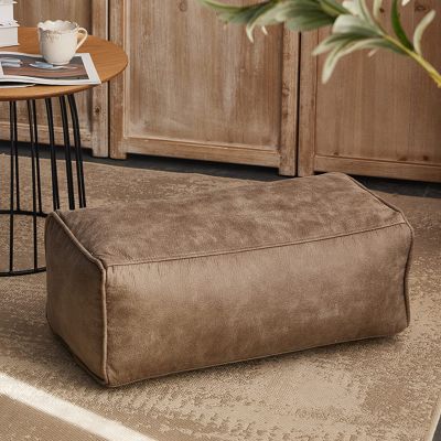 QQXX Rectangular Leather Suede Pouf,Luxurious Comfort Ottoman Footstool,Decorative FootRest Stool for Living Room Bedroom Bean Bag Floor Cushion Sofa Stool (65x30x24cm(26x12x9in), Gray)