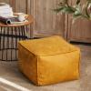 QQXX Rectangular Leather Suede Pouf,Luxurious Comfort Ottoman Footstool,Decorative FootRest Stool for Living Room Bedroom Bean Bag Floor Cushion Sofa Stool (45x45x30cm(18x18x12in), Yellow) view 1