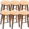 KWOKING Modern Round Backless Stool Oak Solid Wood Bar Stool in Natural Milk Tea Shop Chair Oak Wood Barstools Kitchen Island Chairs High Step Stool Stoolseatings 6 Pieces Set Short Stool(20" H) view 1