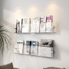 QQXX Transparent Acrylic Floating Shelves 2 Packs,Clear Acrylic Brochure Holder Magazine Rack,Wall Mount Bookshelf Bathroom Floating Shelves Organizer for Office Waiting Room Home Display view 1