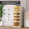 CIMLORD 6-Tier Foldable Shoe Rack Organizer for Closet 12Pairs Plastic Shoe Shelf Collapsible Shoes Storage Box Clear Shoe Boxes Stackable with Door Easy Assembly Shoe Cabinet with Lids Large view 4