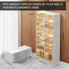 CIMLORD 9-Tier Foldable Shoe Rack Organizer for Closet,36Pairs Collapsible Plastic Shoe Shelf,Large Shoes Cabinet with Door,Clear Stackable Storage Box Easy Assembly view 3