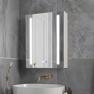 Liviza LED Bathroom Medicine Cabinet with Mirror, 20 x 26 Inch, Recessed or Surface Lighted Medicine Cabinet, Defog, Auto Memory Light Setting, 2 Outlets, Storage Shelves (Left Soft Close Hinge)