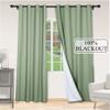 Fcosie Celadon Blackout Curtains & Drapes Heat and Full Light Blocking Curtains with Silver Grommet Top Natural Linen Textured Curtains with White Coated Blackout Lining (52W x 54L Inch, 1 PC) view 2
