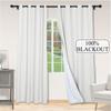 Fcosie 38" W x 63" L 100% Blackout Linen Drapes with White Coating Liner Thermal Insulated Curtains 63 Inches Long Grommet Curtain Panels for Living Room Bedroom Dining Room Kitchen, 1 PC, White view 2