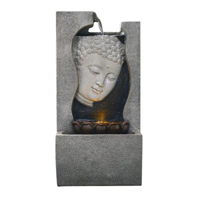 ARZARF Indoor Fountain Water Buddha Statue Desktop Ornament Fountain Living Room Office Study Decoration Lucky Waterscape Decoration Meditation Fountain