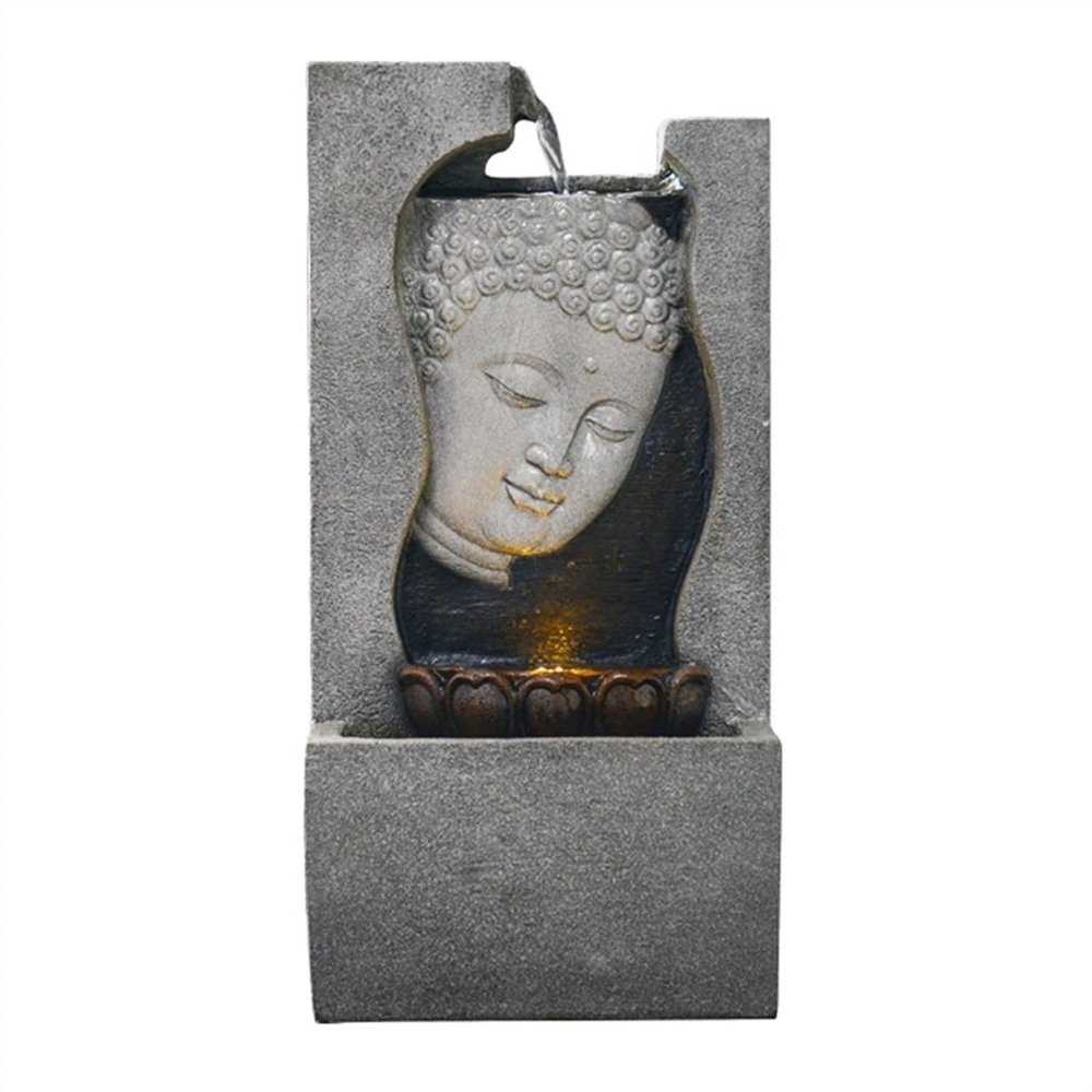 ARZARF Indoor Fountain Water Buddha Statue Desktop Ornament Fountain Living Room Office Study Decoration Lucky Waterscape Decoration Meditation Fountain