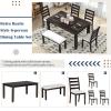 6-Piece Rustic Dining Table Set for 6 Person, Kitchen Table Set with Bench and 4 Padded Dining Chairs Wood Kitchen Dining Room Table Set Kitchen Furniture, Easy Assembly, Espresso view 3