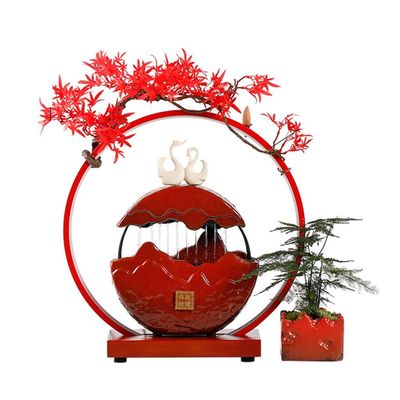 ARZARF Indoor Fountain Tabletop Fountain Chinese Retro Desktop Flowing Water Atomizing Fountain Office Desk Lucky Waterfall Fountain Interior Decoration Ceramic Table Fountain Meditation Fountain