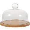 DOITOOL Glass Dome with Wooden Base, Glass Cake Stand Display Dome Cloche Clear Bell Jar Cover for Dessert Cheese Candy Plants, 5.8 x 8.2 x 8.2 view 1
