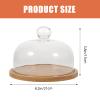 DOITOOL Glass Dome with Wooden Base, Glass Cake Stand Display Dome Cloche Clear Bell Jar Cover for Dessert Cheese Candy Plants, 5.8 x 8.2 x 8.2 view 3