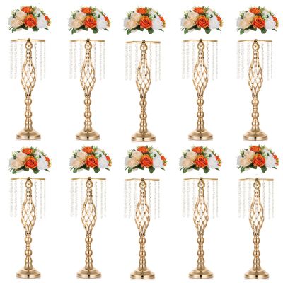 NUPTIO 10 Pcs Wedding Vase & 10 Pcs Artificial Flowers Set for Wedding Centerpieces for Tables