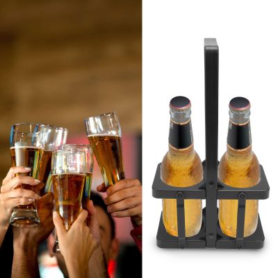 Beer Caddy,2-bottle Foldable drink Holder,Beer Bottle Caddy,Safe And Easy Transport,Beer Bottle Case Drinking Gadgets Hand Fit,Best Beer Lover Gifts for Men(Black)