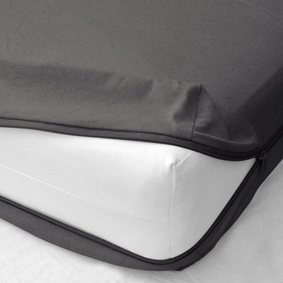 400 Thread Count Zipper Fitted Sheet 1 Piece - 22 Inch Deep Pocket - Wrinkle Free 100% Egyptian Cotton & Extra Soft Mattress Protector - Dark Grey Solid, Twin Size.