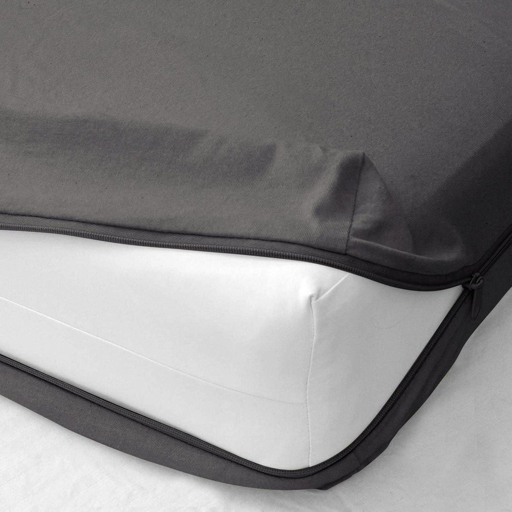 400 Thread Count Zipper Fitted Sheet 1 Piece - 22 Inch Deep Pocket - Wrinkle Free 100% Egyptian Cotton & Extra Soft Mattress Protector - Dark Grey Solid, Twin Size.