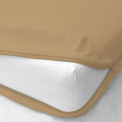 400 Thread Count Zipper Fitted Sheet 1 Piece - 16 Inch Deep Pocket - Wrinkle Free 100% Egyptian Cotton & Extra Soft Mattress Protector - Taupe Solid, King Size.