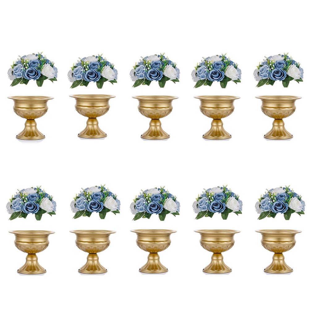 NUPTIO 10 Pcs Wedding Vase & 10 Pcs Artificial Flowers Set for Wedding Centerpieces for Tables