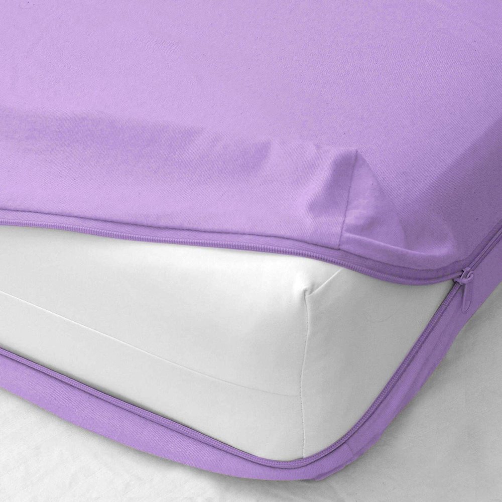 400 Thread Count Zipper Fitted Sheet 1 Piece - 16 Inch Deep Pocket - Wrinkle Free 100% Egyptian Cotton & Extra Soft Mattress Protector - Lavender Solid, King Size.
