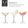 Viski Seneca Diamond Faceted Stemmed Coupe Glasses, Fancy Crystal Martini Glasses, Modern Glassware Perfect for Espresso Martini, Manhattan, Champagne Cocktails, Home Bar Accessories, 11 oz Set of 2 view 3