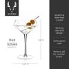 Viski Seneca Diamond Faceted Stemmed Coupe Glasses, Fancy Crystal Martini Glasses, Modern Glassware Perfect for Espresso Martini, Manhattan, Champagne Cocktails, Home Bar Accessories, 11 oz Set of 2 view 4