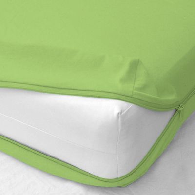 400 Thread Count Zipper Fitted Sheet 1 Piece - 16 Inch Deep Pocket - Wrinkle Free 100% Egyptian Cotton & Extra Soft Mattress Protector - Sage Solid, Queen Size.