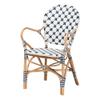 Baxton Studio Bryson Blue and White Weaving and Natural Rattan Bistro Chair view 1