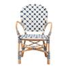 Baxton Studio Bryson Blue and White Weaving and Natural Rattan Bistro Chair view 2