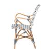 Baxton Studio Bryson Blue and White Weaving and Natural Rattan Bistro Chair view 3
