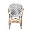 Baxton Studio Bryson Blue and White Weaving and Natural Rattan Bistro Chair view 4