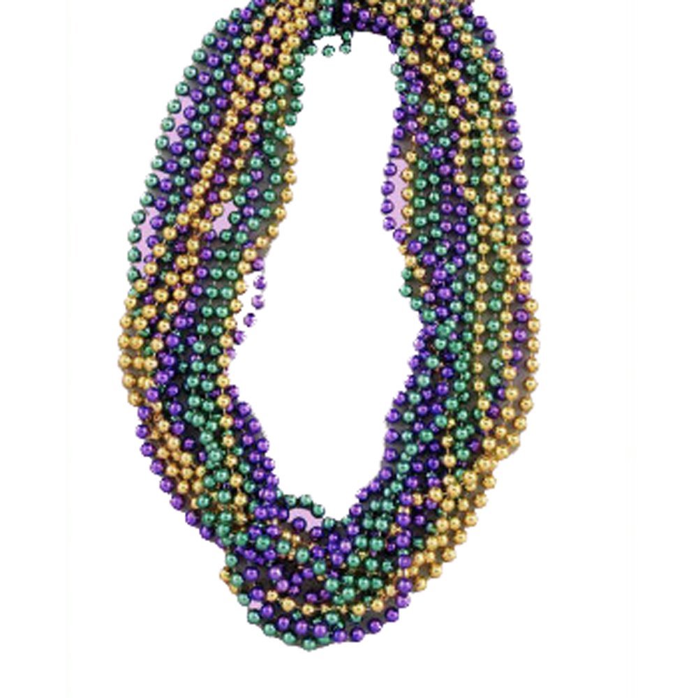 PMU Bachelorette Mardi Gras Round Jumbo Beads 48in -(Gold, Purple, Green) Party Accessory 6 pcs