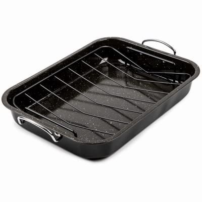 36102 Retrograde Roasting Pan + Rack, Black, 16.5 x 11.5 in. - Quantity 4