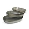 Gerson International Set of 3 Decorative Oval Galvanized Metal Planter Trays view 1