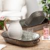 Gerson International Set of 3 Decorative Oval Galvanized Metal Planter Trays view 3