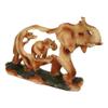 1 Pcs Faux Wood Elephant Family Migration Elephant Walking With Baby Calf Statue 7" L view 3