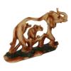 1 Pcs Faux Wood Elephant Family Migration Elephant Walking With Baby Calf Statue 7" L view 4