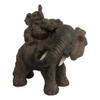 1 Pcs Small Wildlife Elephant Father And 2 Calves On Piggyback Playing Statue 5.25" H view 1