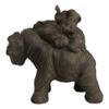 1 Pcs Small Wildlife Elephant Father And 2 Calves On Piggyback Playing Statue 5.25" H view 2