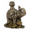 1 Pcs Auspicious Elephant With Trunk Up Standing On Gold Ingot Coins Statue view 2