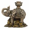 1 Pcs Auspicious Elephant With Trunk Up Standing On Gold Ingot Coins Statue view 3