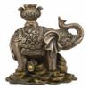 1 Pcs Auspicious Elephant With Trunk Up Standing On Gold Ingot Coins Statue view 4