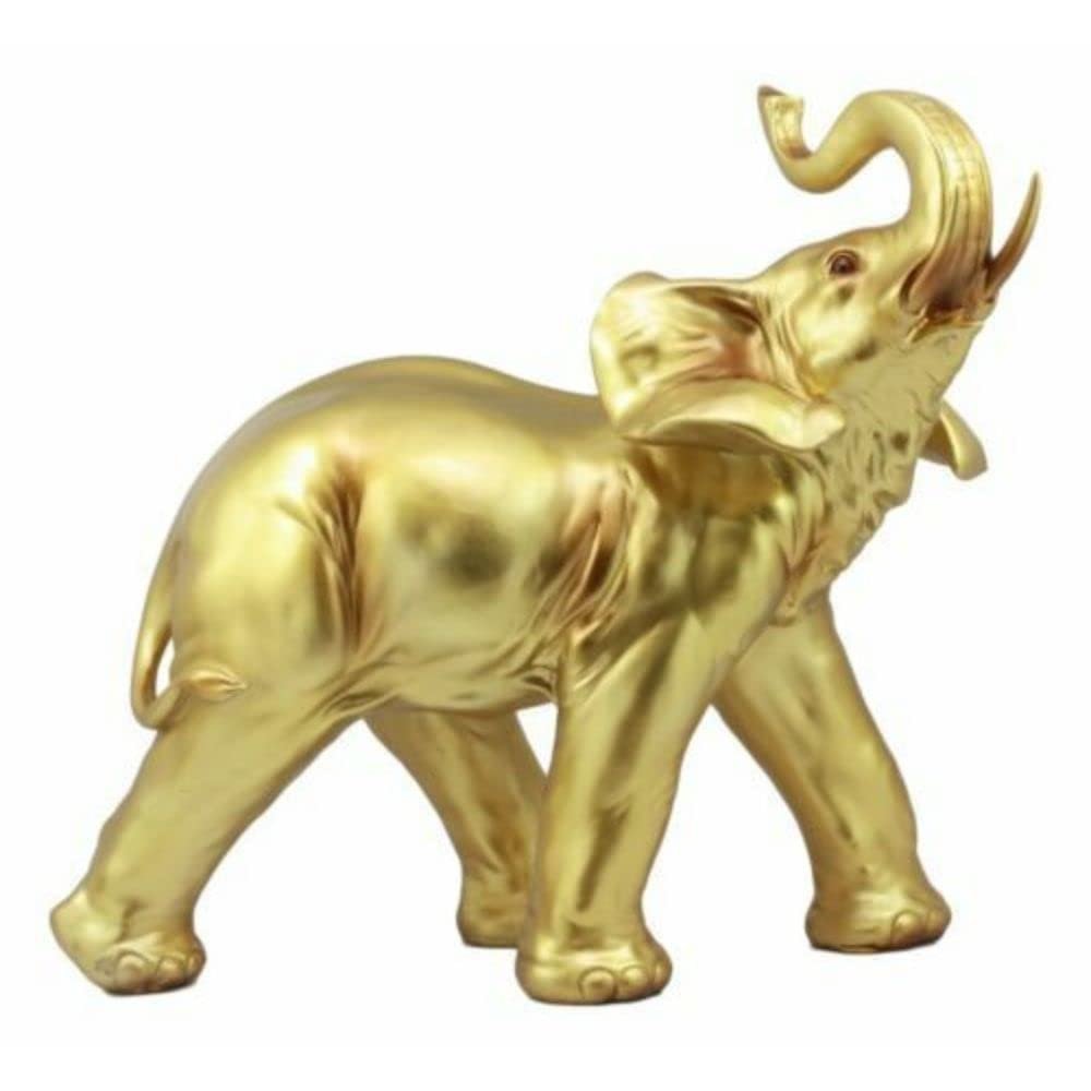 1 Pcs Auspicious Large Thai Buddha Golden Elephant With Trunk Up Statue