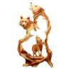 1 Pcs Large Rustic Faux Wood Wildlife Scene Howling Wolf Pack Figurine 12.5" H view 1