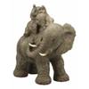 1 Pcs Wildlife Elephant Father And 2 Calves On Piggyback Playing Statue 10.5" H view 1