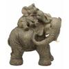 1 Pcs Wildlife Elephant Father And 2 Calves On Piggyback Playing Statue 10.5" H view 3
