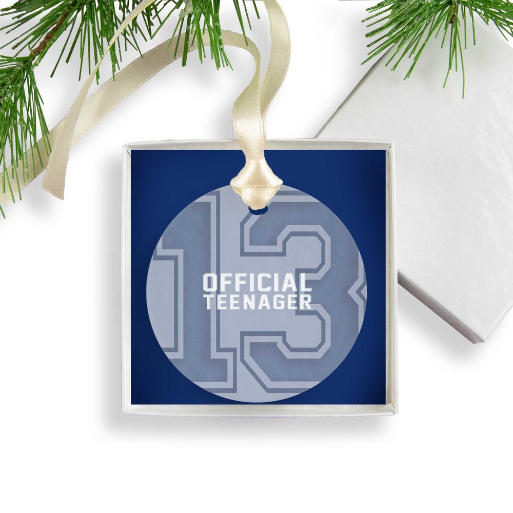 13 Official Teenager Christmas Ornament, 13th Birthday Gift for Teen Boy or Girl, Turning Thirteen Years Old Keepsake, Laser Cut Engraved Acrylic (No Year)
