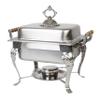 TrueCraftware- 4 Qt. Stainless Steel Half Size Square Deluxe Chafing Dish with Wooden Handles Complete Set- Food Warmer Chafers Buffet Warmer for Catering Event Party Holiday Buffet Weddings Catering view 1